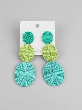 Green Circle Beaded Earrings